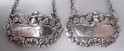  Israel Freeman Son Ltd Set of 6 Traditional English Sterling Silver Liquor Tags 1937