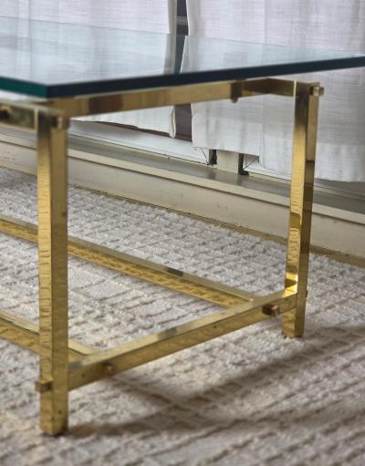 Italian Workshop Elegant Brass Cocktail Table Square Tube Constructed Italian 1970s 24 x 48 x 17