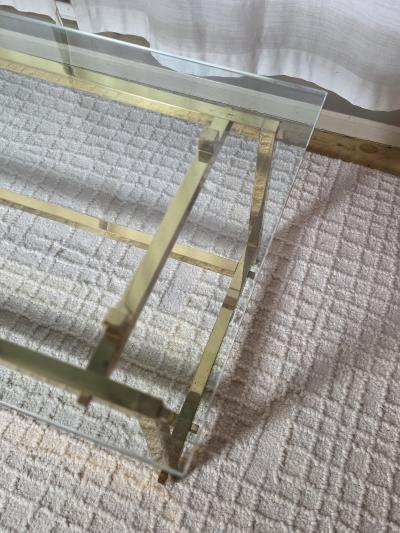  Italian Workshop Elegant Brass Cocktail Table Square Tube Constructed Italian 1970s 24 x 48 x 17