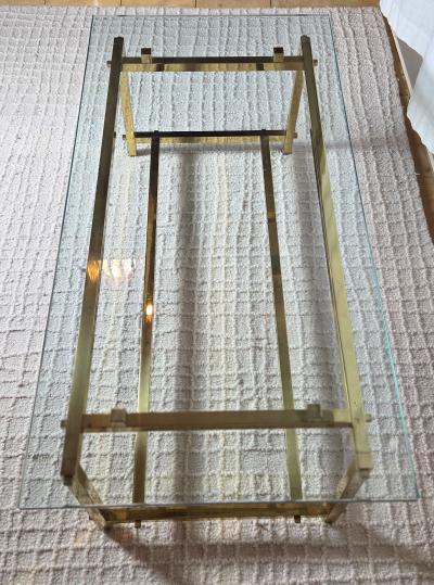  Italian Workshop Elegant Brass Cocktail Table Square Tube Constructed Italian 1970s 24 x 48 x 17