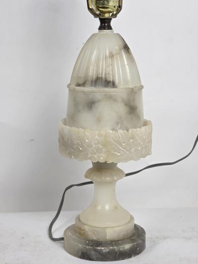  Italian Workshop Italian Neoclassical Carved Alabaster Marble Table Lamp c 1930s