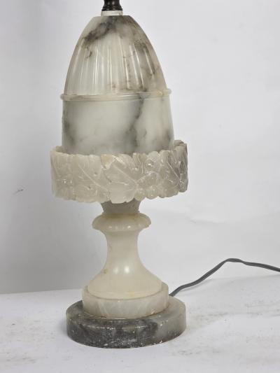  Italian Workshop Italian Neoclassical Carved Alabaster Marble Table Lamp c 1930s