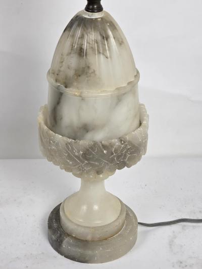  Italian Workshop Italian Neoclassical Carved Alabaster Marble Table Lamp c 1930s