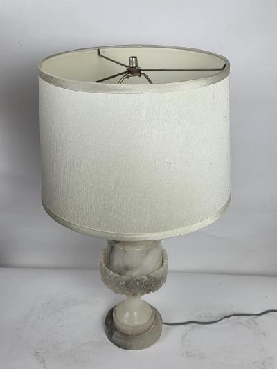  Italian Workshop Italian Neoclassical Carved Alabaster Marble Table Lamp c 1930s