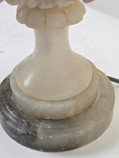  Italian Workshop Italian Neoclassical Carved Alabaster Marble Table Lamp c 1930s