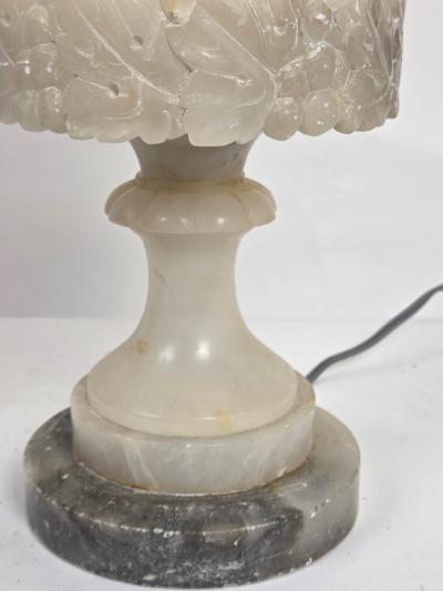  Italian Workshop Italian Neoclassical Carved Alabaster Marble Table Lamp c 1930s