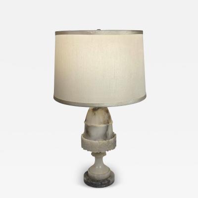  Italian Workshop Italian Neoclassical Carved Alabaster Marble Table Lamp c 1930s