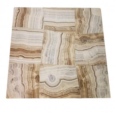  Italian Workshop Pair of Italian Solid Brass Side Tables with Onyx Tops 1970s