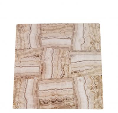  Italian Workshop Pair of Italian Solid Brass Side Tables with Onyx Tops 1970s