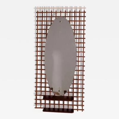  Italian school XX ct Italian vintage geometric mirror with shelf