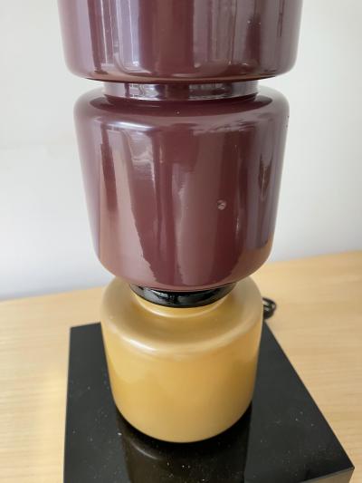  Italian workshop Contemporary Pair of Brass Murano Glass Totem Lamps Italy