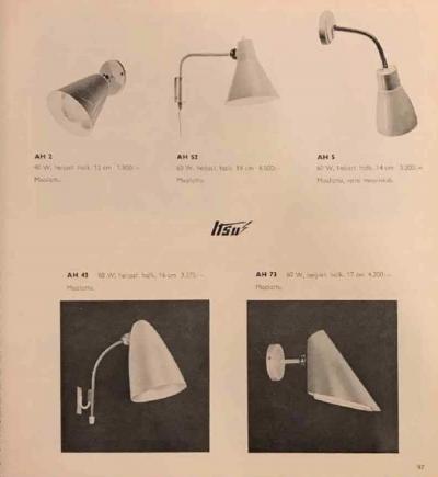  Itsu 1960s Lisa Johansson Pape White Plug in Wall Lamp for Itsu