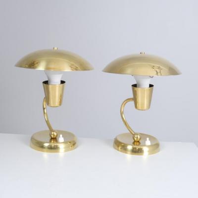  Itsu A Pair of Mid Century Brass Table Lamps Model EV 59 Itsu 1950s
