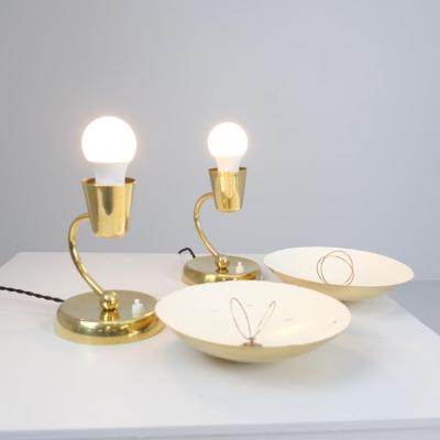  Itsu A Pair of Mid Century Brass Table Lamps Model EV 59 Itsu 1950s