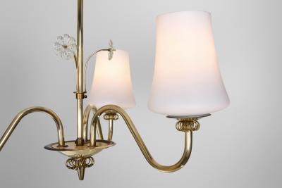  Itsu Brass Chandelier with Floral Details by Itsu Finland ca 1950s