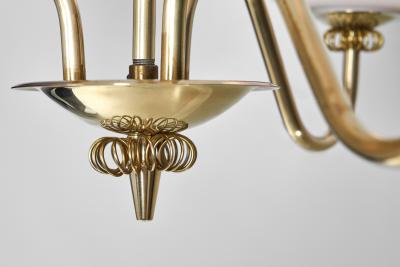  Itsu Brass Chandelier with Floral Details by Itsu Finland ca 1950s
