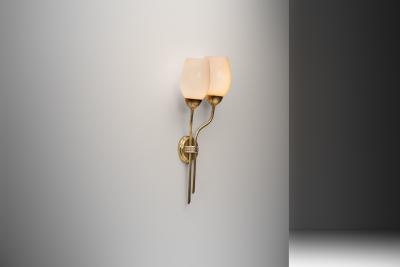  Itsu Brass and Opal Glass Wall Lamp by Itsu Finland Mid 20th Century
