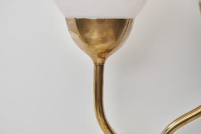  Itsu Brass and Opal Glass Wall Lamp by Itsu Finland Mid 20th Century