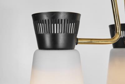  Itsu ER 112 3 Chandelier in Brass and Opal Glass for Itsu Finland Mid 20th Century