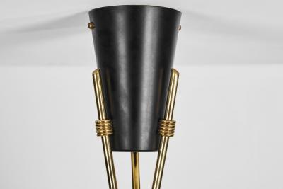  Itsu ER 112 3 Chandelier in Brass and Opal Glass for Itsu Finland Mid 20th Century