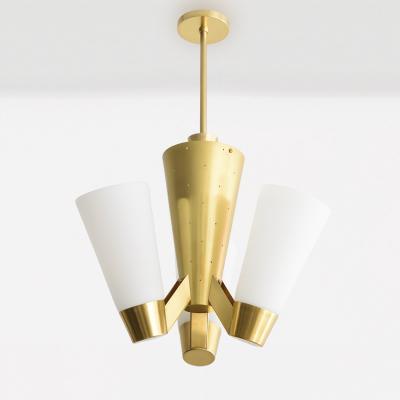  Itsu ITSU FINNISH MID CENTURY AA71 4 FIXTURE in brass with white glass shades