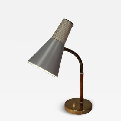  Itsu Itsu Table Lamp Ak 21 in White Gray Leather and Brass 1950s