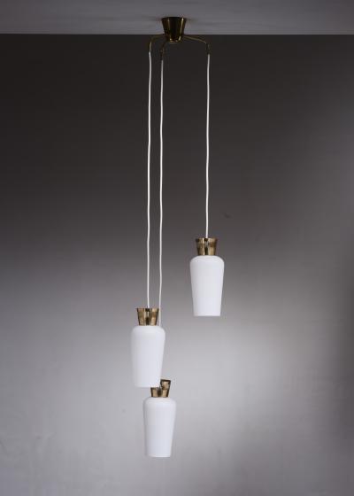  Itsu Itsu chandelier with 3 Opaline Glass Shades Finland