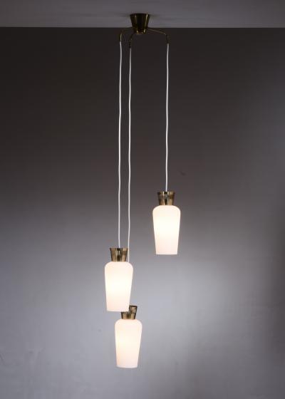  Itsu Itsu chandelier with 3 Opaline Glass Shades Finland