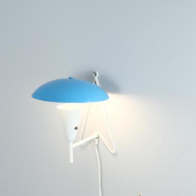  Itsu Mid Century Full Brass Wall Table Lamp Model EV 57 in Blue White Itsu 1950s