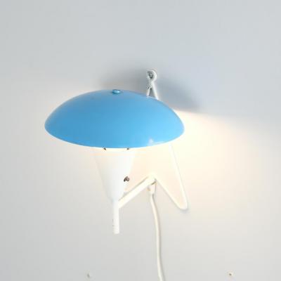  Itsu Mid Century Full Brass Wall Table Lamp Model EV 57 in Blue White Itsu 1950s
