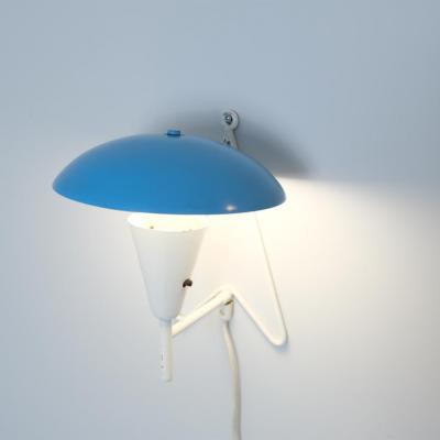  Itsu Mid Century Full Brass Wall Table Lamp Model EV 57 in Blue White Itsu 1950s