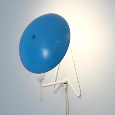  Itsu Mid Century Full Brass Wall Table Lamp Model EV 57 in Blue White Itsu 1950s