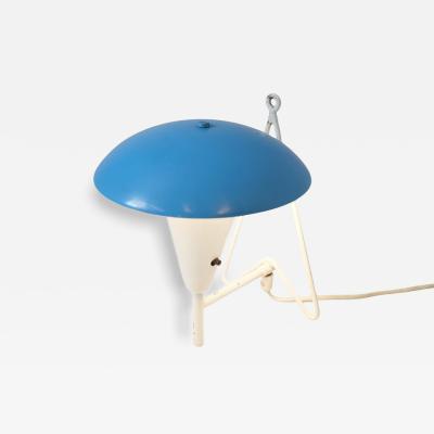  Itsu Mid Century Full Brass Wall Table Lamp Model EV 57 in Blue White Itsu 1950s