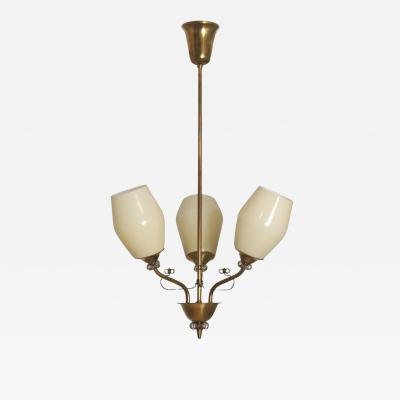  Itsu Mid Century Itsu Ceiling Lamp Model ER 110 3 in Brass Glass Finland 1950s