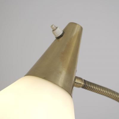 Itsu Mid Century Modern Floor Lamp Model EN 31 Brass Leather Glass Itsu 1950s