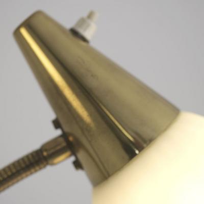  Itsu Mid Century Modern Floor Lamp Model EN 31 Brass Leather Glass Itsu 1950s