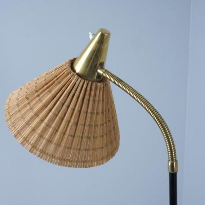  Itsu Mid Century Modern Floor Lamp Model No EN 31 with Rattan Shades Itsu 1950s