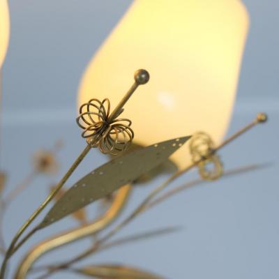  Itsu Mid Century Modern Floral Brass Ceiling Lamp Model ER 77 3 Itsu Finland 1950s