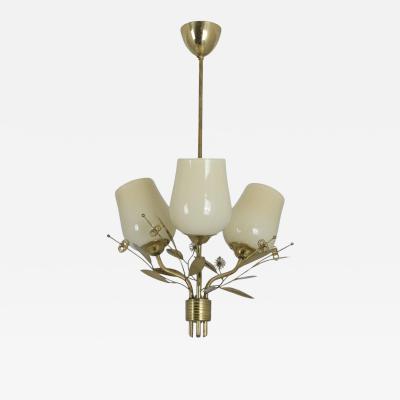  Itsu Mid Century Modern Floral Brass Ceiling Lamp Model ER 77 3 Itsu Finland 1950s