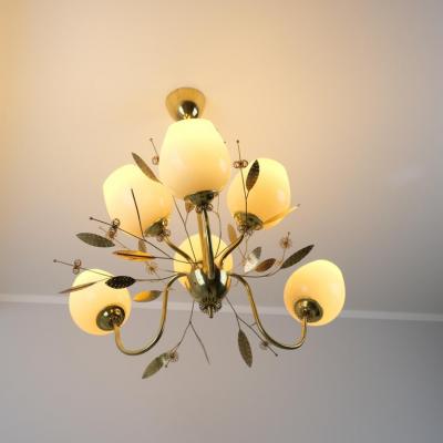  Itsu Mid Century Modern Floral Brass Ceiling Lamp Model ER 85 6 Itsu Finland 1950s