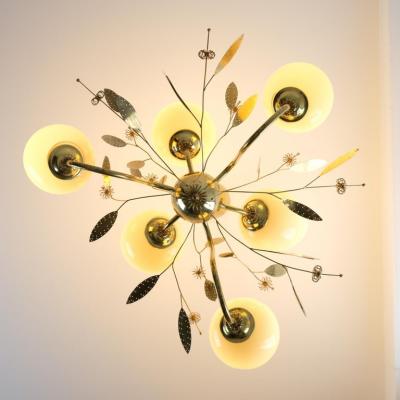 Itsu Mid Century Modern Floral Brass Ceiling Lamp Model ER 85 6 Itsu Finland 1950s