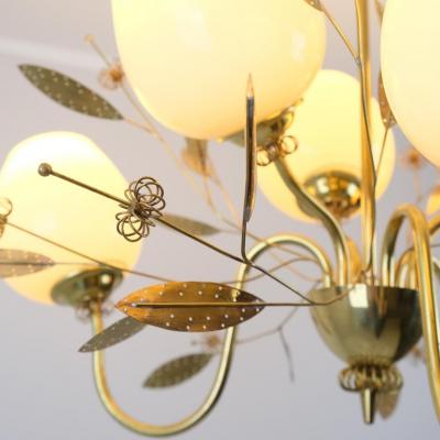  Itsu Mid Century Modern Floral Brass Ceiling Lamp Model ER 85 6 Itsu Finland 1950s