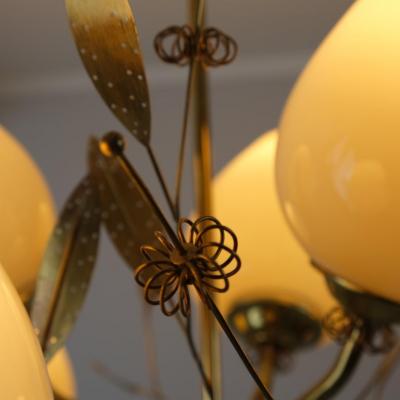  Itsu Mid Century Modern Floral Brass Ceiling Lamp Model ER 85 6 Itsu Finland 1950s