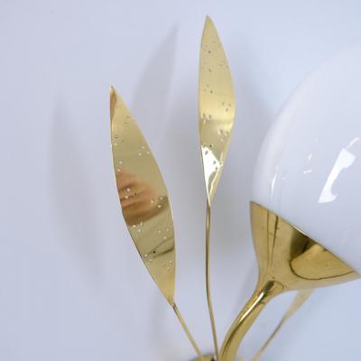  Itsu Mid Century Modern Floral Wall Lamp Model EY 35 in Brass Glass Itsu 1950s