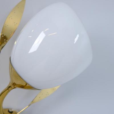  Itsu Mid Century Modern Floral Wall Lamp Model EY 35 in Brass Glass Itsu 1950s