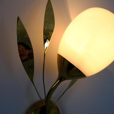  Itsu Mid Century Modern Floral Wall Lamp Model EY 35 in Brass Glass Itsu 1950s