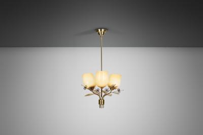  Itsu Model ER 77 3 Chandelier with Floral Details for Itsu Finland 1950s