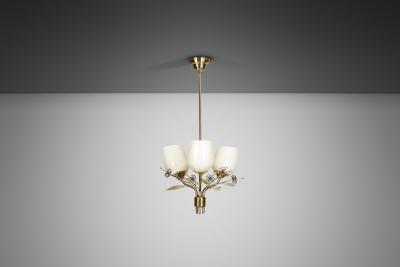  Itsu Model ER 77 3 Chandelier with Floral Details for Itsu Finland 1950s