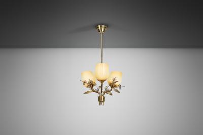  Itsu Model ER 77 3 Chandelier with Floral Details for Itsu Finland 1950s