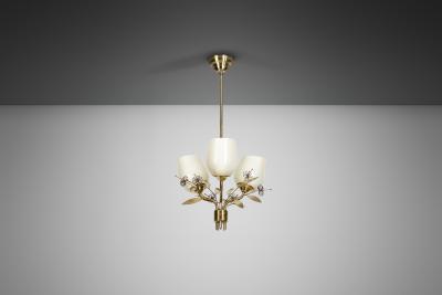  Itsu Model ER 77 3 Chandelier with Floral Details for Itsu Finland 1950s